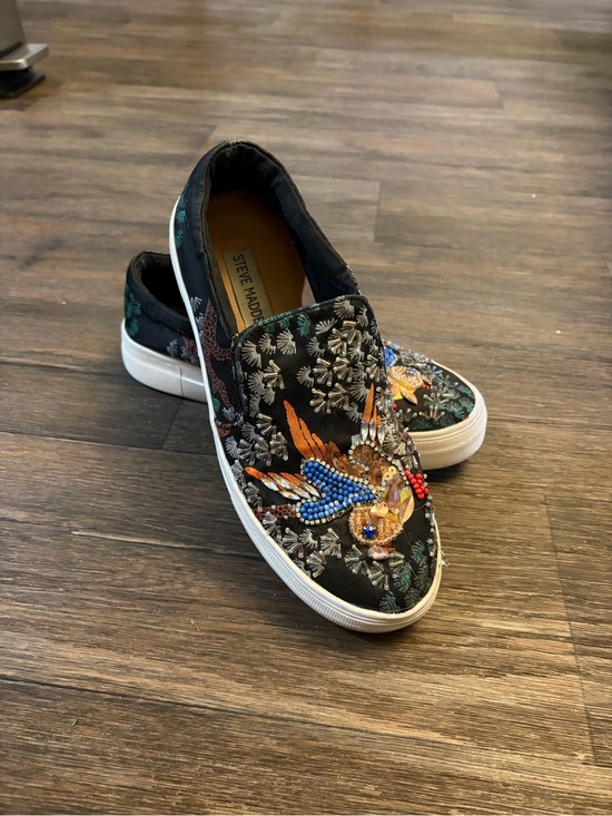 Steve Madden Shoes - Steven Madden Beaded Bluebird Of Joy Happiness Prosperity Black Sneakers Size 7M